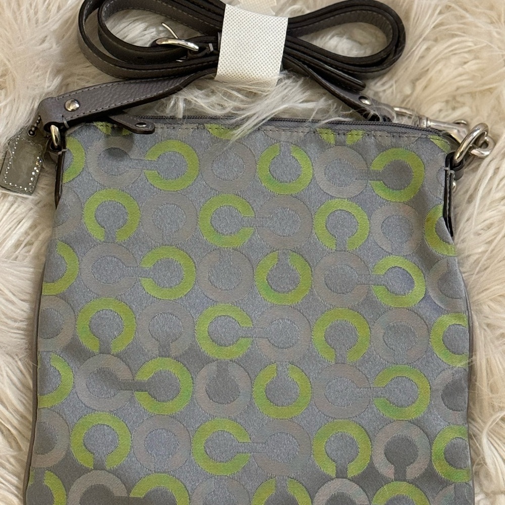 Like New Cute Coach Grey & Green Crossbody With New Matching Wallet! - Picture 4 of 9